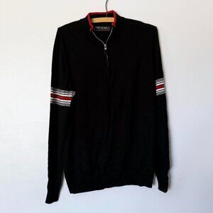 XS sweater TRW SUN VALLEY by J Demetre half zip WOOL black red white stripe ski